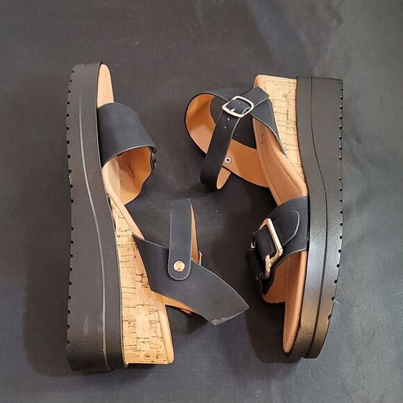 BRAND NEW ROUGE ADJUSTABLE BUCKLE DOUBLE STRAP OPEN TOE WEDGE SANDAL - Picture 13 of 16